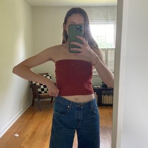 AE red orange tube top